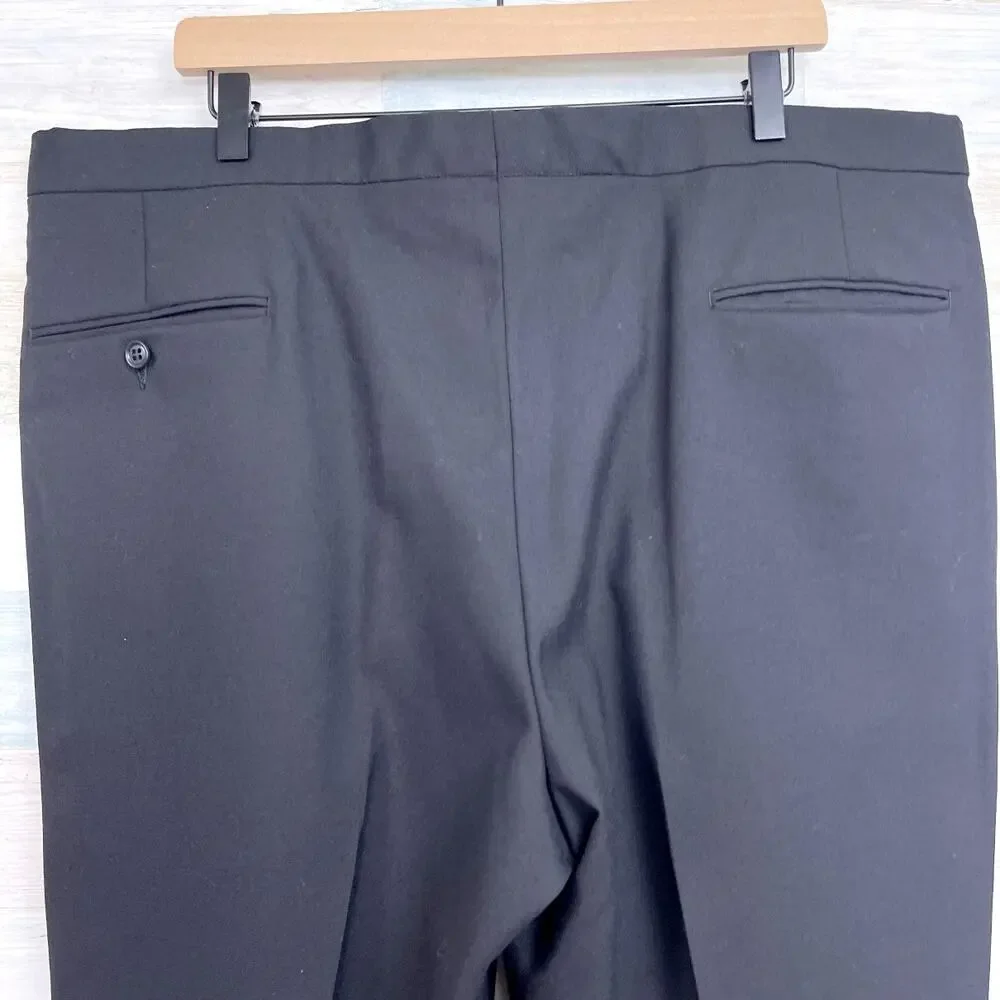 Jos A Bank Notch Collar Tuxedo Suit Black Mens 44R Jacket 40x31 Pleated Pants